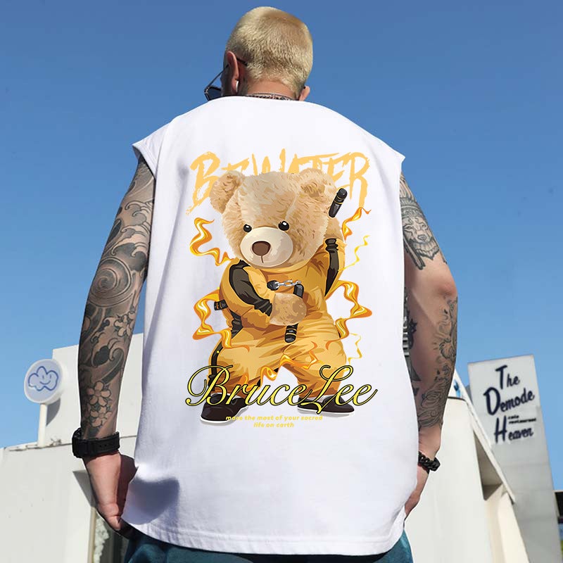 American Style High Street Fashionable Printed Loose Sports Waistcoat Casual Plus Size Sleeveless Men'S Summer Ins T-Shirt - Image 5